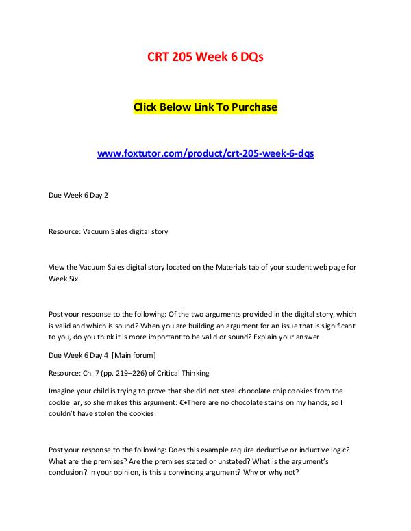 CRT 205 Week 6 DQs CRT 205 Week 6 DQs
