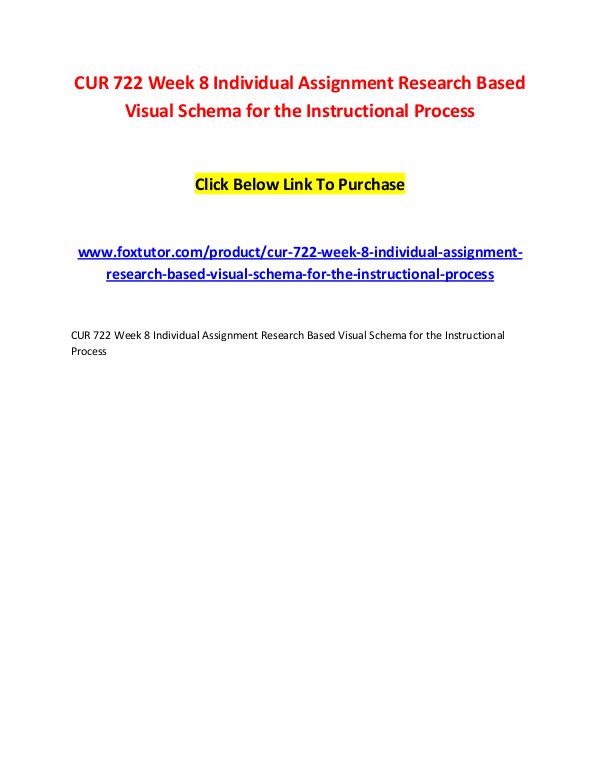 CUR 722 Week 8 Individual Assignment Research Based Visual Schema for CUR 722 Week 8 Individual Assignment Research Base