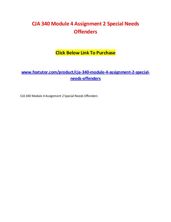 CJA 340 Module 4 Assignment 2 Special Needs Offenders CJA 340 Module 4 Assignment 2 Special Needs Offend