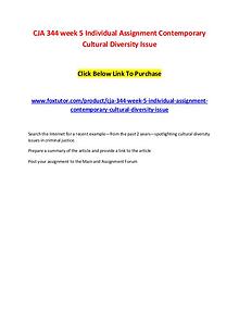 CJA 344 week 5 Individual Assignment Contemporary Cultural Diversity