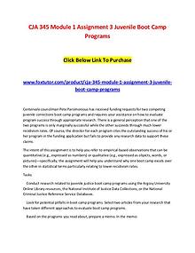 CJA 345 Module 1 Assignment 3 Juvenile Boot Camp Programs