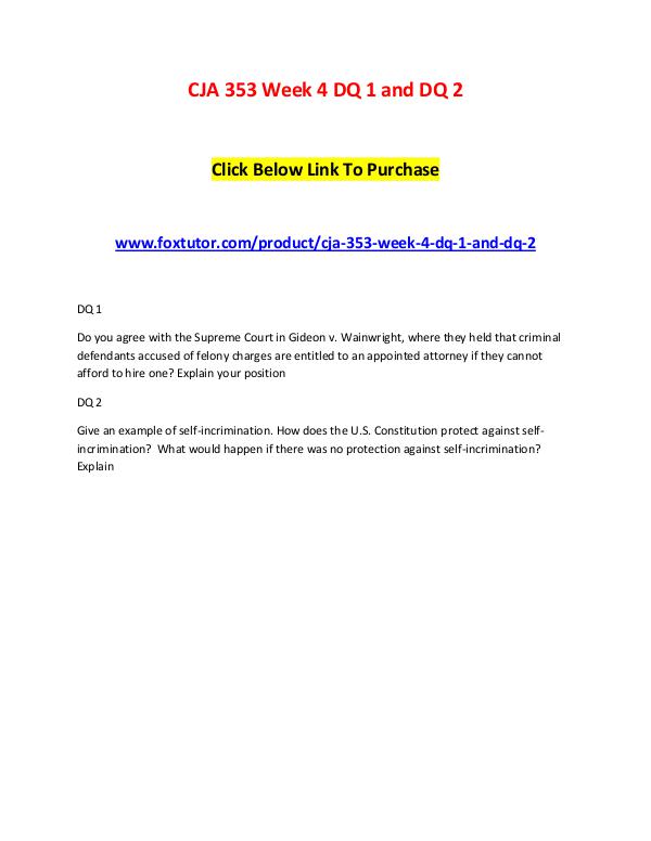 CJA 353 Week 4 DQ 1 and DQ 2 CJA 353 Week 4 DQ 1 and DQ 2