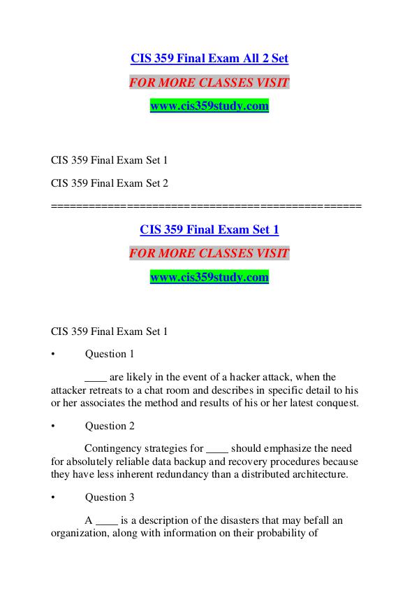 CIS 359 STUDY Extraordinary Success /cis359study.com CIS 359 STUDY Extraordinary Success /cis359study.c