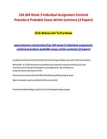 CJA 364 Week 3 Individual Assignment Criminal Procedure Probable Caus