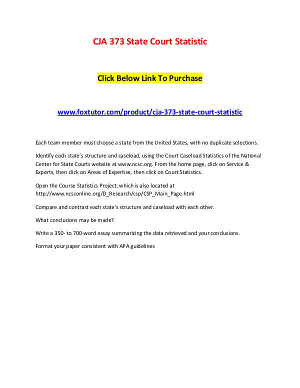 CJA 373 State Court Statistic CJA 373 State Court Statistic