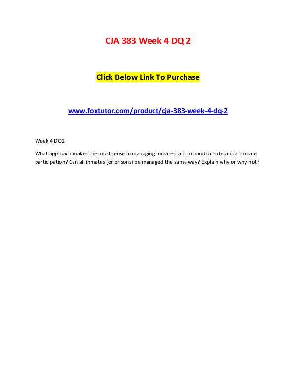 CJA 383 Week 4 DQ 2 CJA 383 Week 4 DQ 2