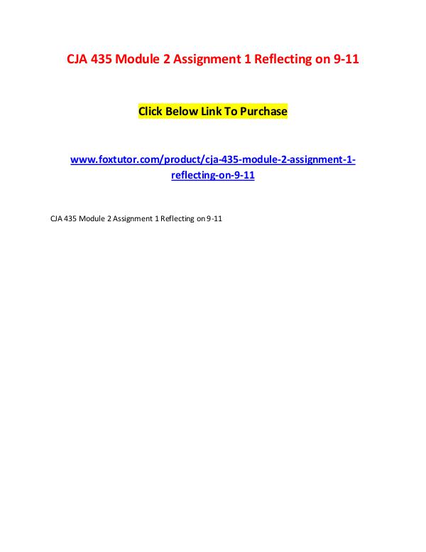 CJA 435 Module 2 Assignment 1 Reflecting on 9-11 CJA 435 Module 2 Assignment 1 Reflecting on 9-11