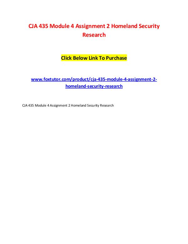 CJA 435 Module 4 Assignment 2 Homeland Security Research CJA 435 Module 4 Assignment 2 Homeland Security Re