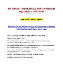 CJA 444 Week 5 Individual Assignment Criminal Justice Organizational