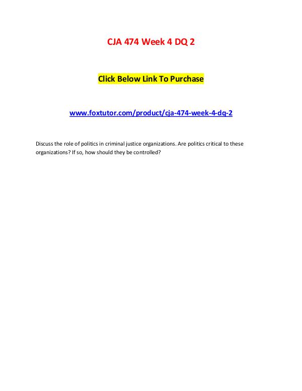 CJA 474 Week 4 DQ 2 CJA 474 Week 4 DQ 2