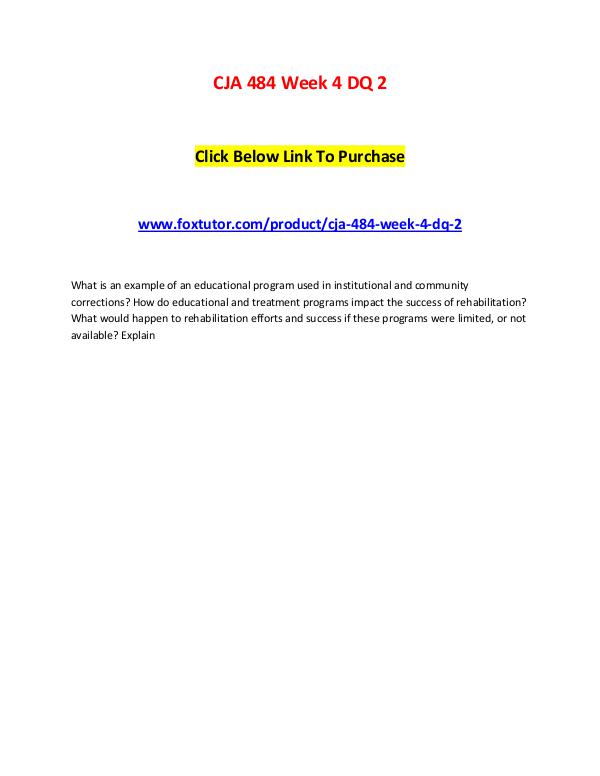 CJA 484 Week 4 DQ 2 CJA 484 Week 4 DQ 2