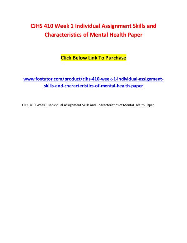 CJHS 410 Week 1 Individual Assignment Skills and Characteristics of M CJHS 410 Week 1 Individual Assignment Skills and C