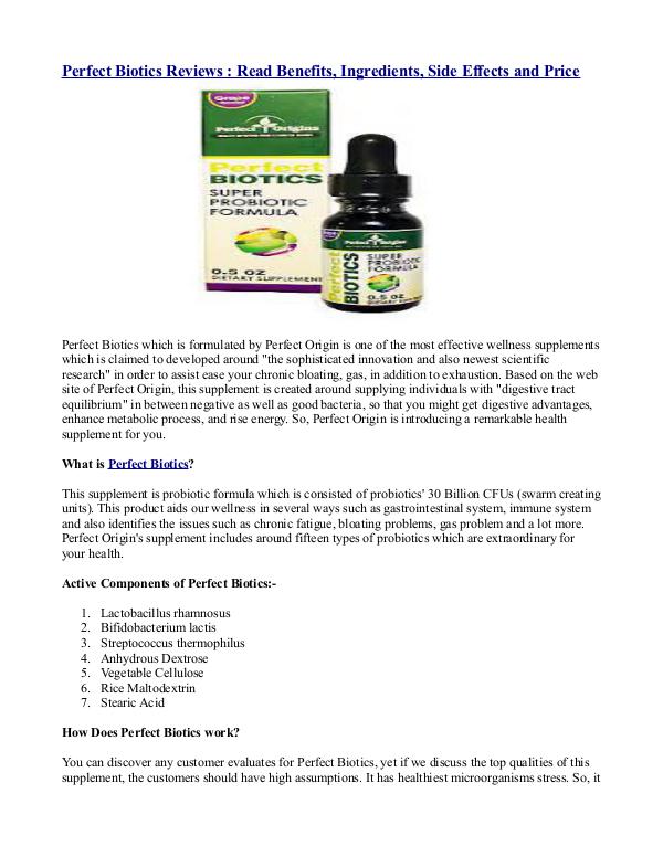 Perfect Biotics Reviews - Read Benefits, Ingredien