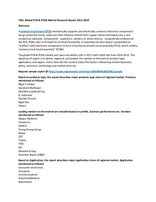 Global PCB & PCBA Market Growth 2023