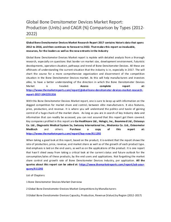 Global Albumin (Human) Market Research Report 2017 Global Bone Densitometer Devices Market Research R