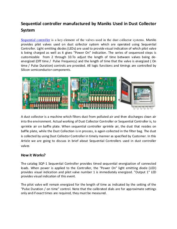 Dust Collector Controller, Sequential Controller, Sequential Timer Sequential controller Used in Dust Collector Syste