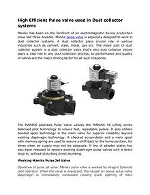 High Performance Pulse Jet Valve for Reverse Jet Bag Filters by Manik