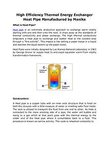 Top Quality Heat Pipes Manufactured By Maniks