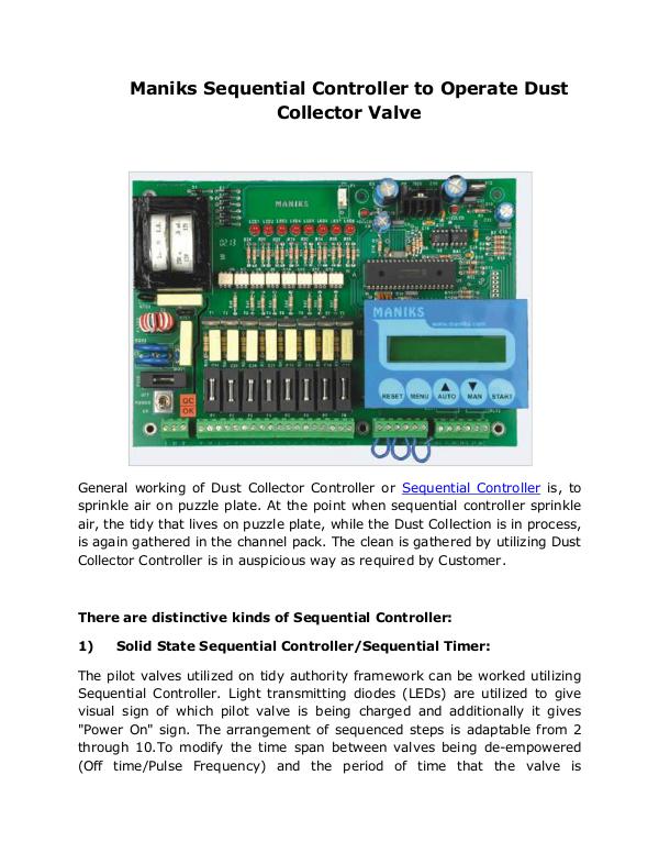 Dust Collector Controller, Sequential Controller, Sequential Timer Maniks Sequential Controller to Operate Dust Colle