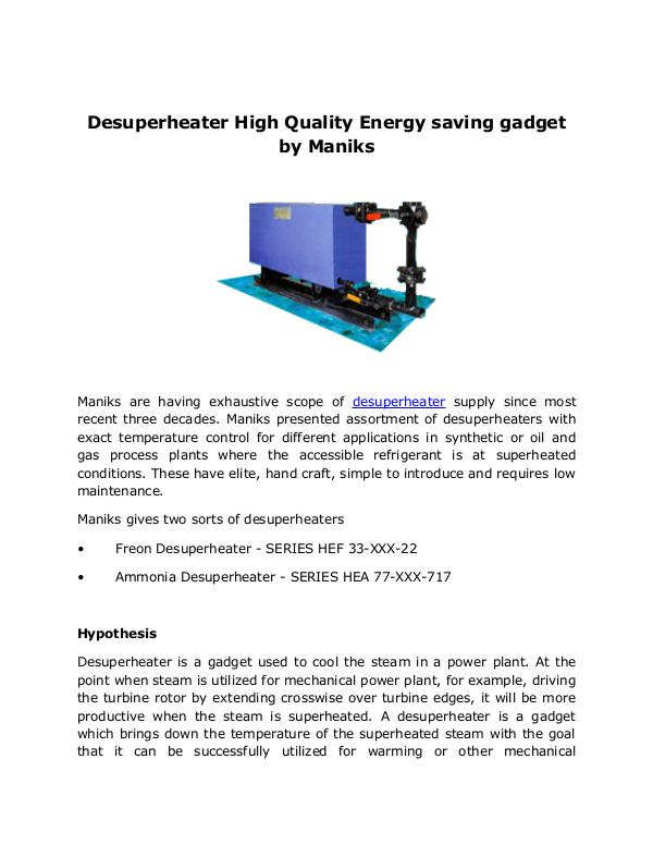 Desuperheater High Quality Energy saving gadget by