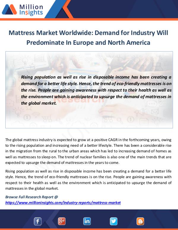 Market News Today Mattress Market Worldwide