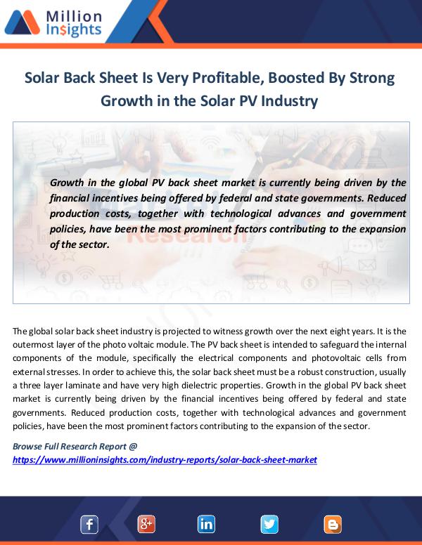 Market News Today Solar Back Sheet Is Very Profitable, Boosted By St