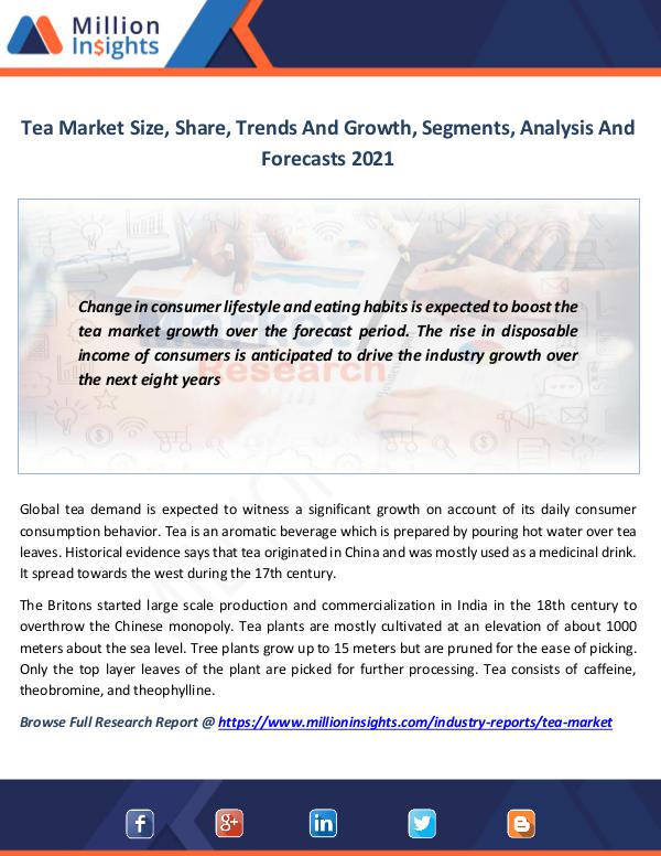 Market News Today Tea Market Size, Share, Trends And Growth, Segment