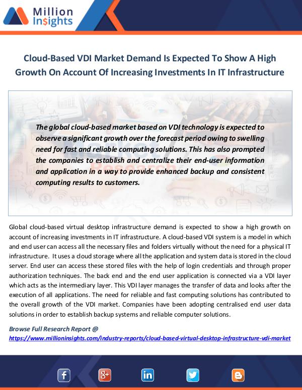 Market News Today Cloud-Based VDI Market