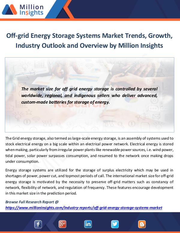 Market News Today Off-grid Energy Storage Systems Market