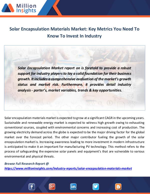 Market News Today Solar Encapsulation Materials Market