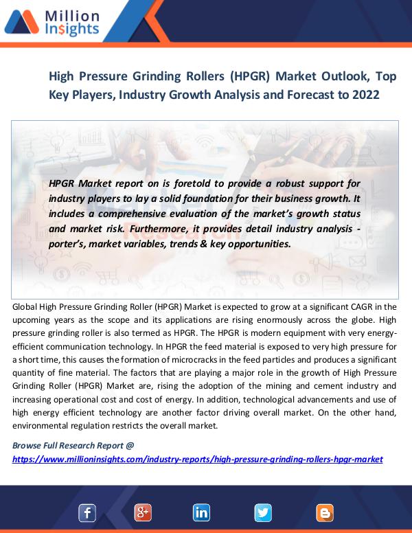 Market News Today High Pressure Grinding Rollers (HPGR) Market