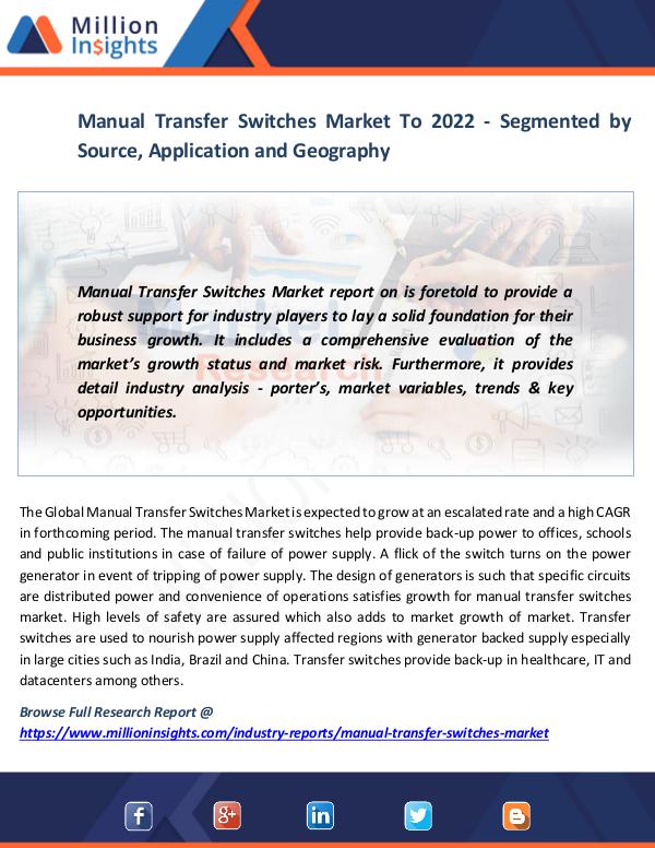 Market News Today Manual Transfer Switches Market