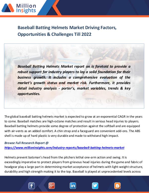 Market News Today Baseball Batting Helmets Market