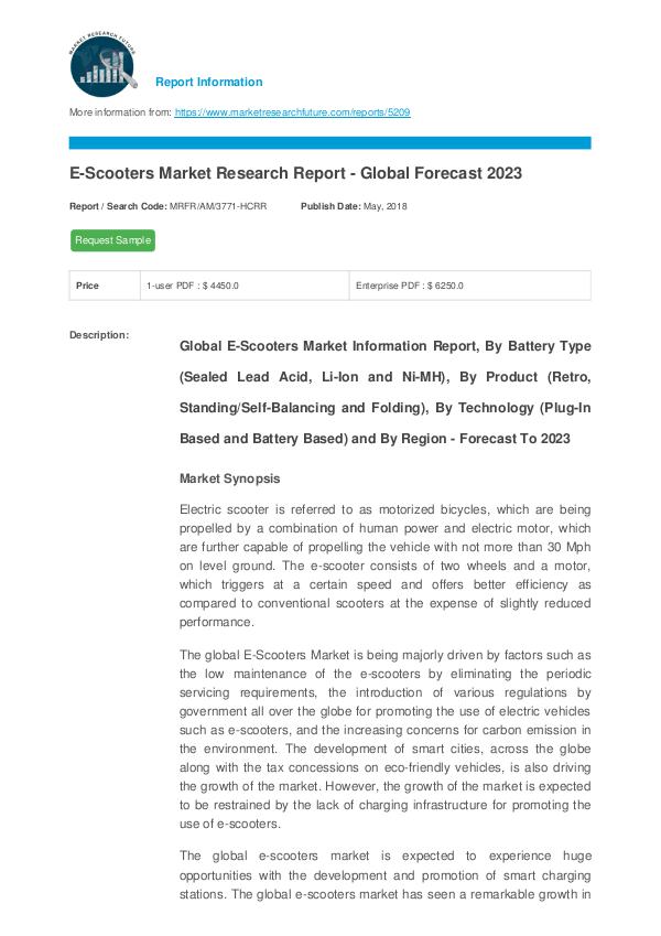 Asia Pacific Blood Glucose Test Strip Packaging Market Research Repor E-Scooters Market Research Report - Global Forecas