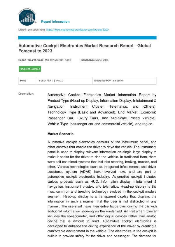 Asia Pacific Blood Glucose Test Strip Packaging Market Research Repor Automotive Cockpit Electronics Market Research Rep