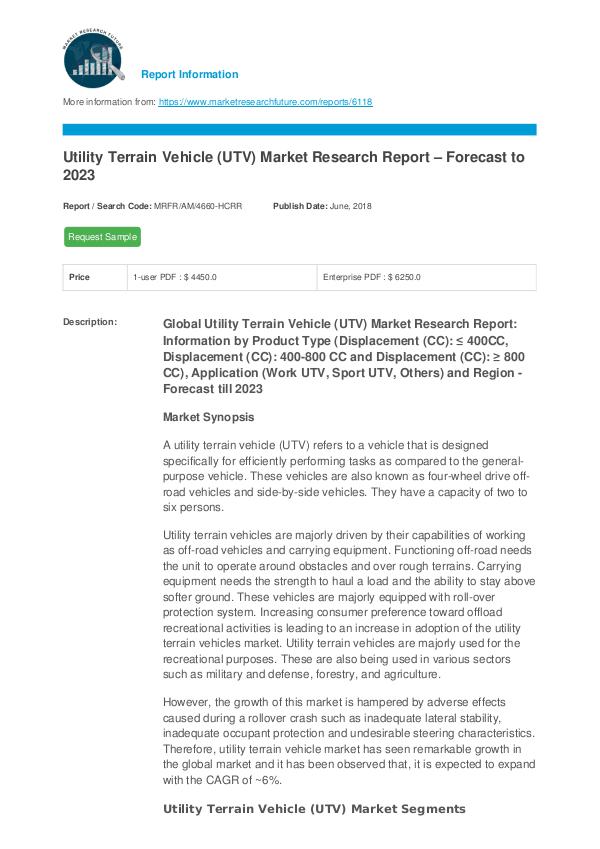 Asia Pacific Blood Glucose Test Strip Packaging Market Research Repor Utility Terrain Vehicle (UTV) Market Research Repo