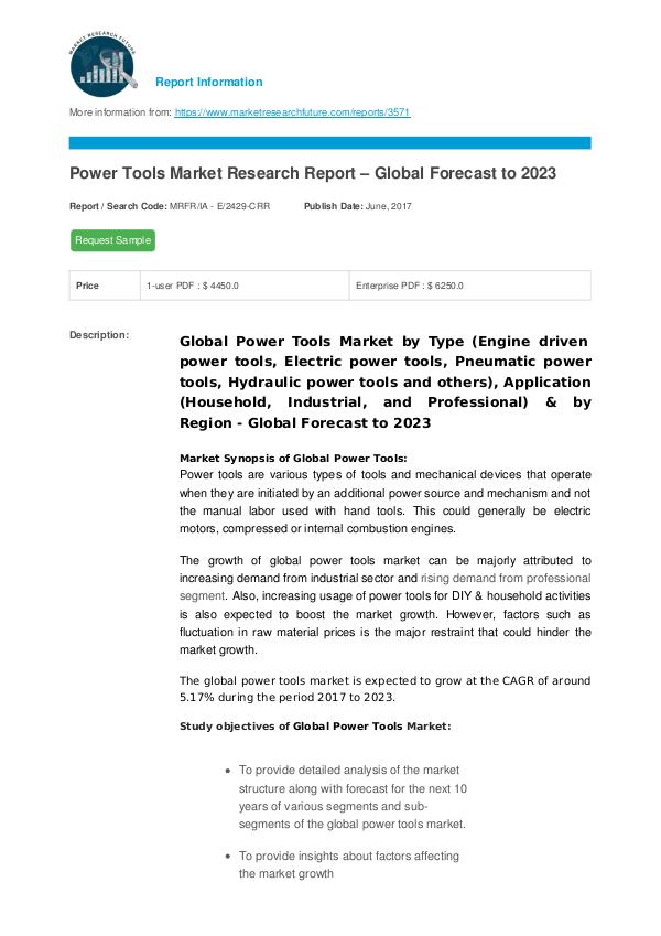 Asia Pacific Blood Glucose Test Strip Packaging Market Research Repor Power Tools Market Research Report – Global Foreca