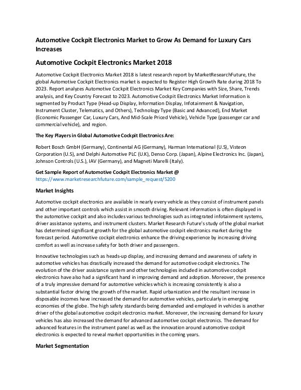 Automotive Cockpit Electronics Market