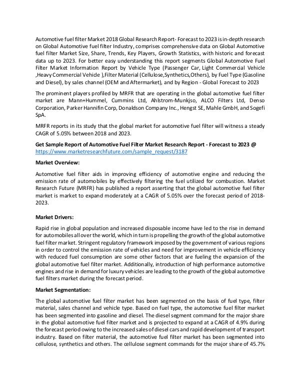 Automotive fuel filter market