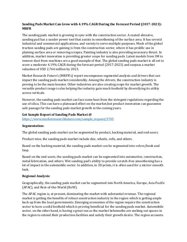 Asia Pacific Blood Glucose Test Strip Packaging Market Research Repor Sanding Pads Market_Written by Sourjya