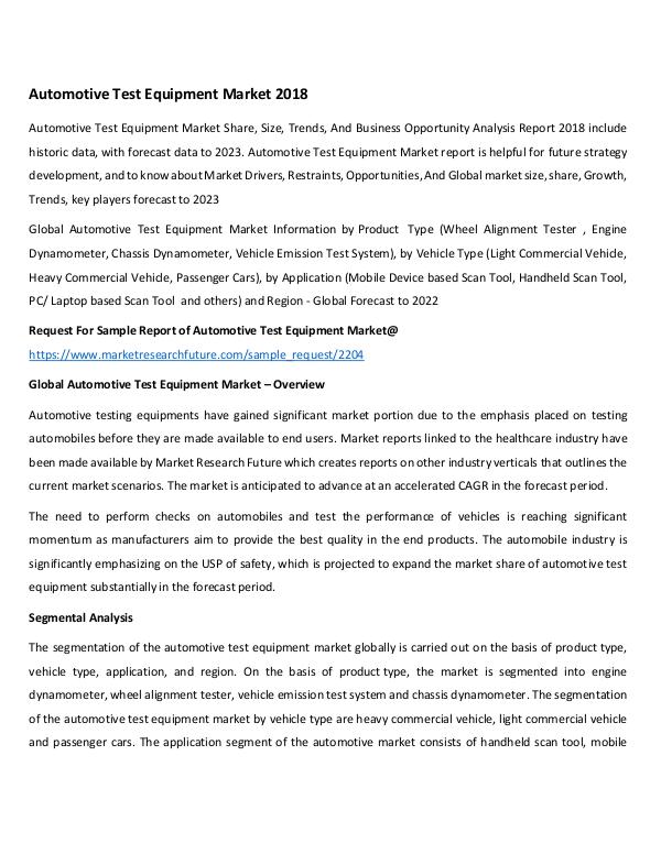 Global Automotive Test Equipment Market