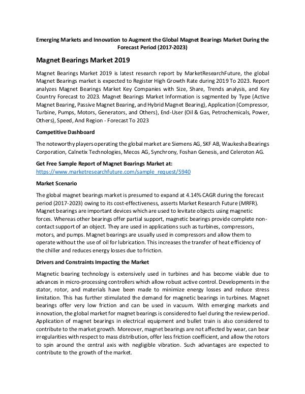 Asia Pacific Blood Glucose Test Strip Packaging Market Research Repor Global Magnet Bearings Market_Written by Trisha