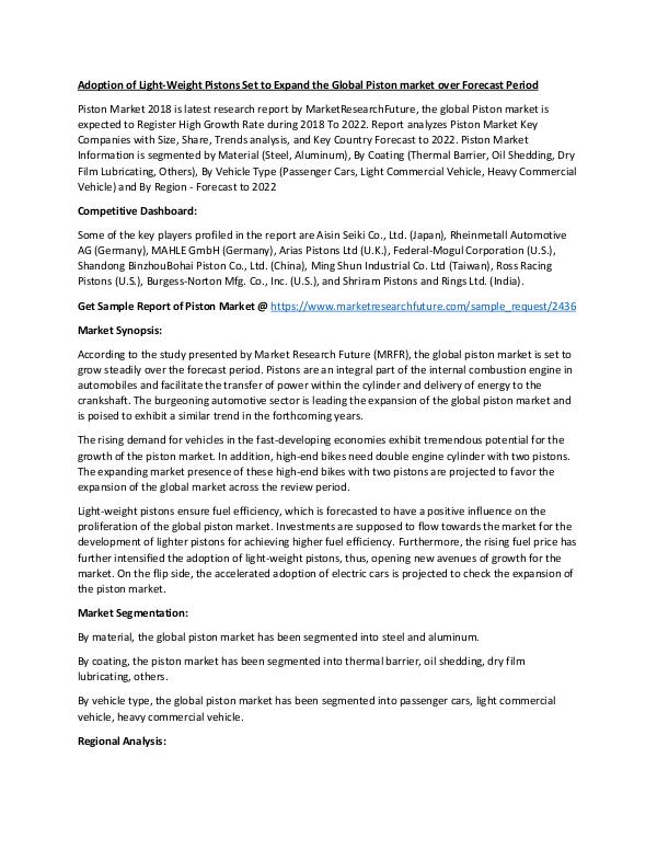 Piston Market Research Report Forecast to 2023