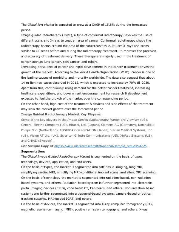 Image Guided Radiotherapy Market