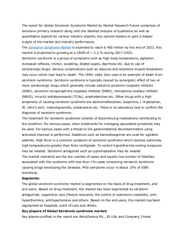 Serotonin Syndrome Market