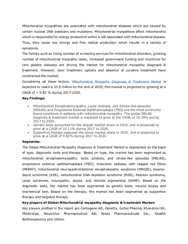 Healthcare Publications Mitochondrial myopathy diagnosis & treatment Marke