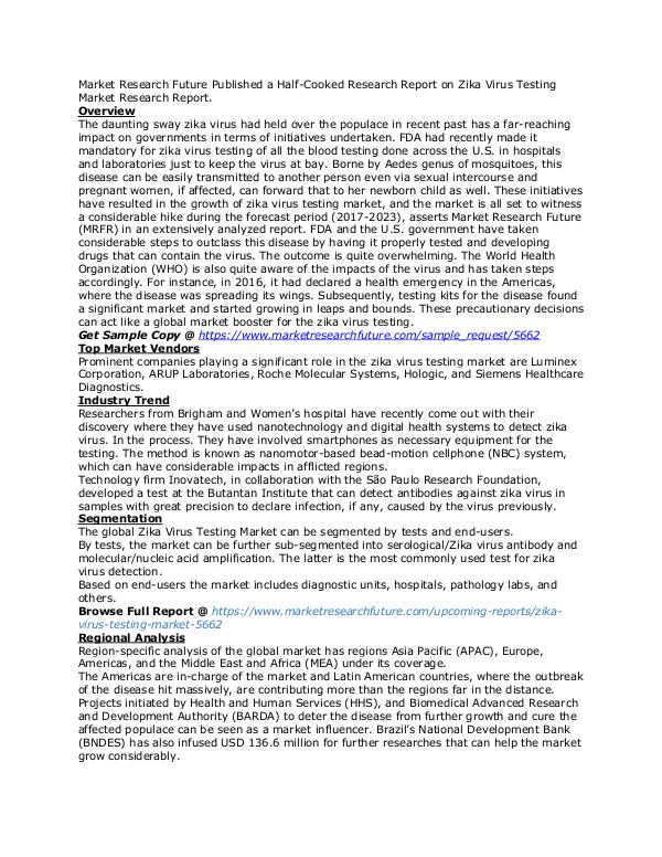 Healthcare Publications Zika Virus Testing Market