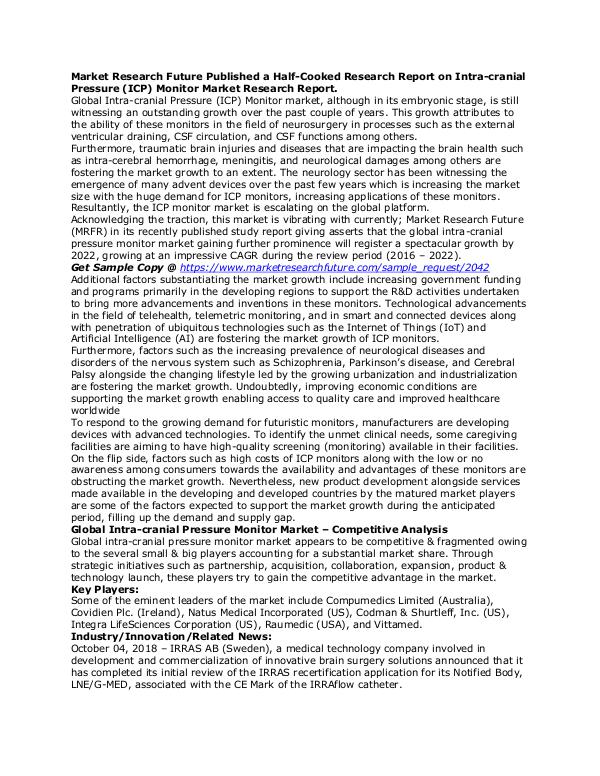 Healthcare Publications Intra-cranial Pressure (ICP) Monitor