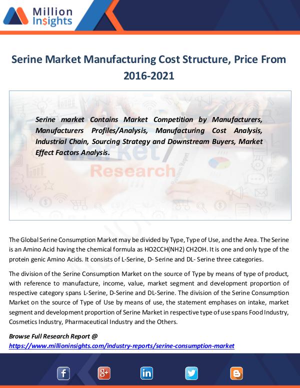 Market Revenue Serine Market Manufacturing Cost Structure