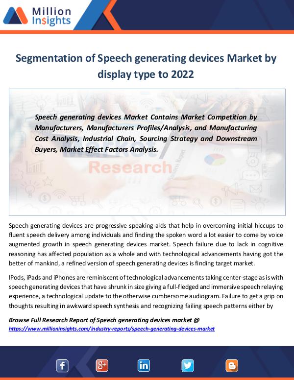 Market Revenue Speech generating devices Market Report to 2022